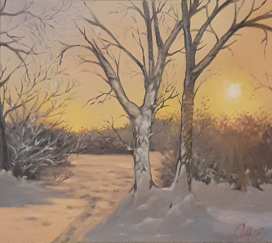Opera di Emilio Cetti: Nevicata su legno - Serie II