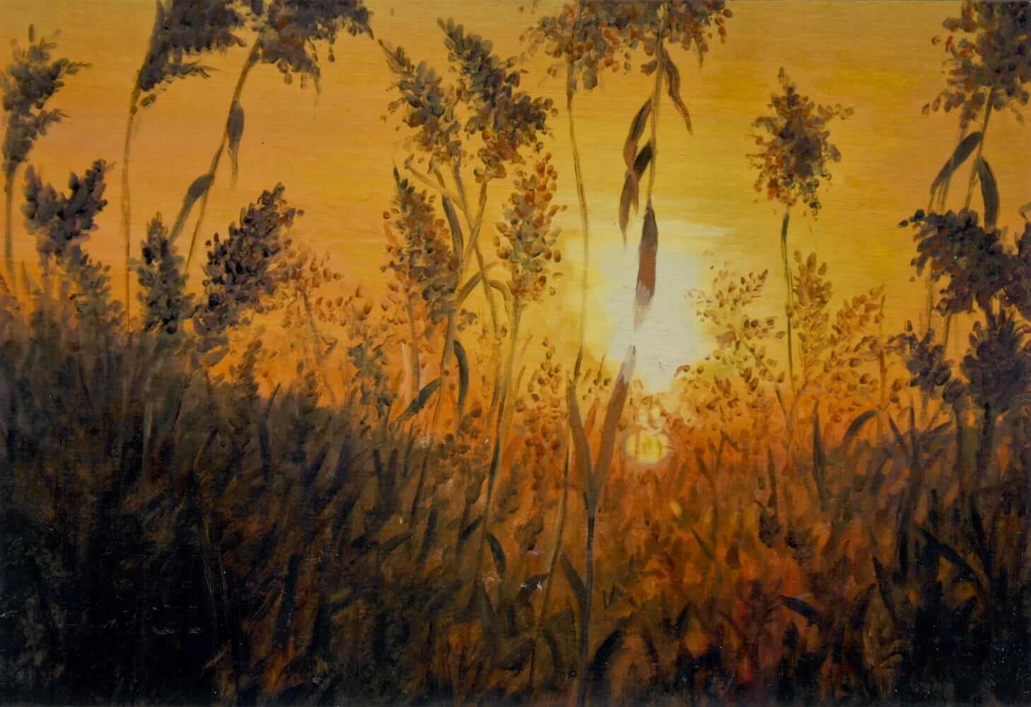 Opera di Emilio Cetti: Tramonto tra le lame