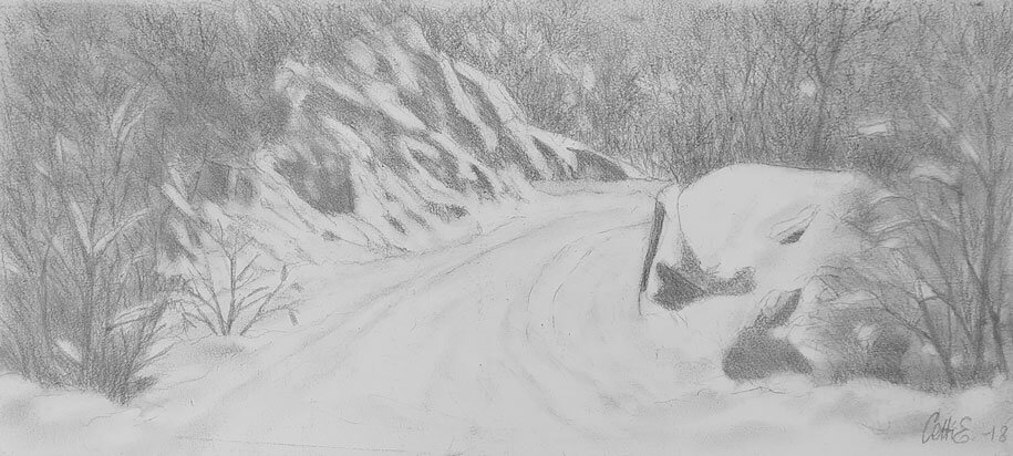 Opera di Emilio Cetti: Nevicata su legno - Serie IV