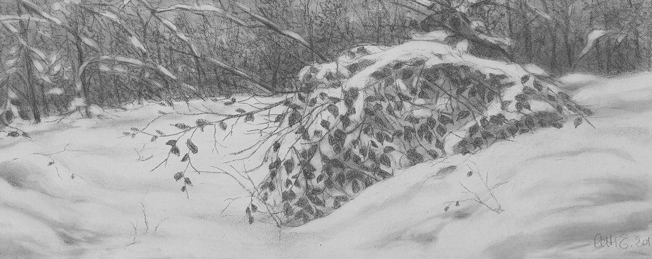 Opera di Emilio Cetti: Nevicata su legno - Serie V