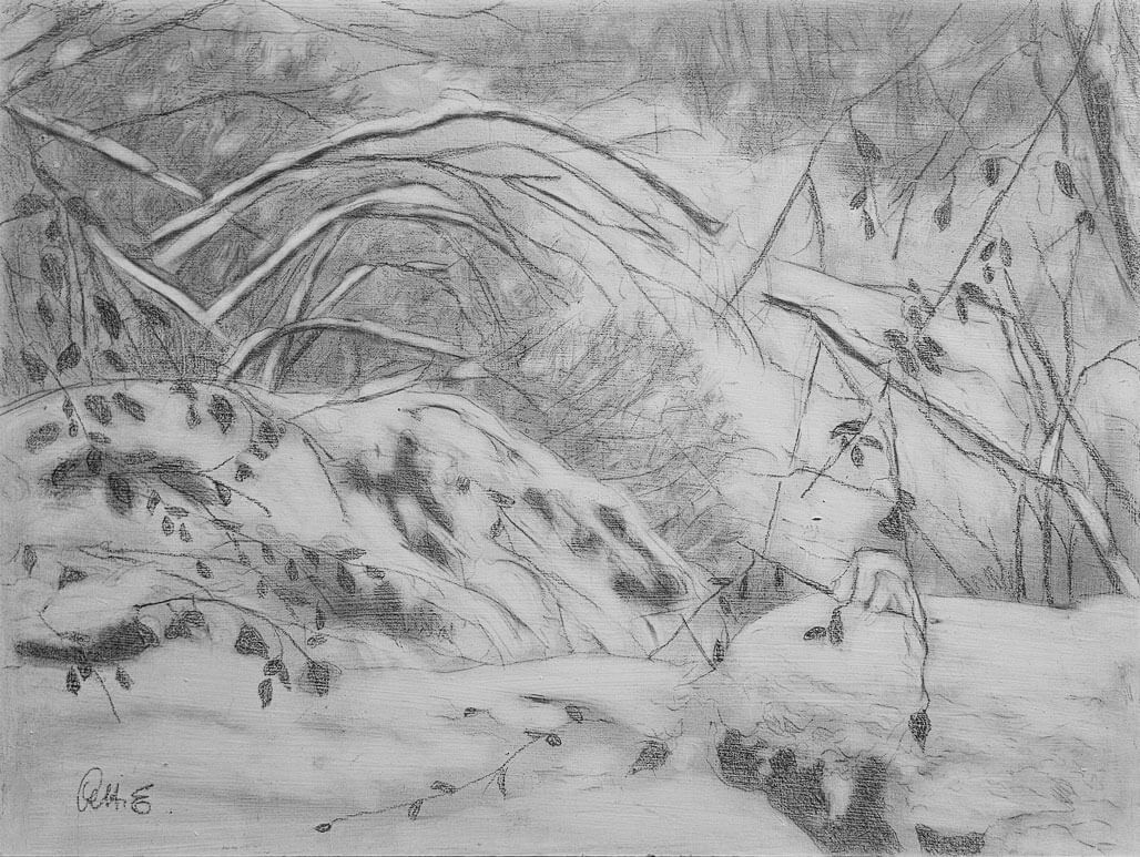 Opera di Emilio Cetti: Nevicata su legno - Serie VII