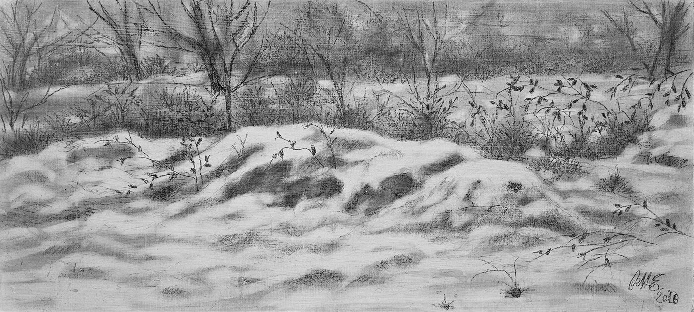 Opera di Emilio Cetti: Nevicata su legno - Serie XI